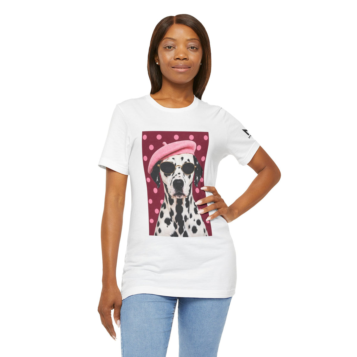 MR ANDERSON™ Women’s Pink Beret Dalmatian — Premier A3 Tee